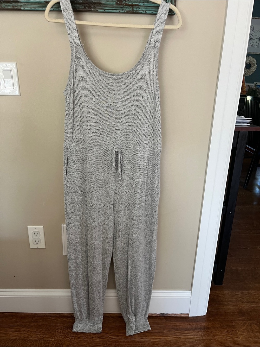 Caution To The Wind Heather Gray Sleeveless Knit Jumpsuit